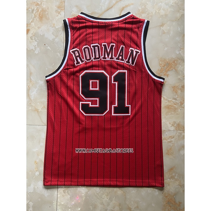 Dennis Rodman NO 91 Camiseta Chicago Bulls Mitchell & Ness 1996-97 Rojo